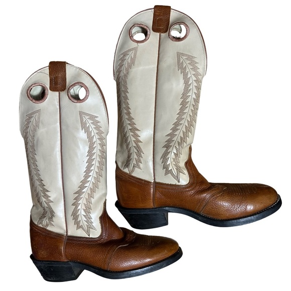 Authentic Cowboy Boots Men’s 9.5 EE Brown & Tan Leather 8906 - Picture 2 of 8